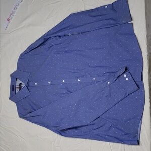 Tommy Hilfiger Blue Button Down Non-Iron Shirt Mens 18 34/35 2XL